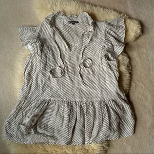 Piazza del Tempio linen ruffle top striped Organic Natural Slow Fashion M